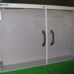 PVC display cabinet with polycarbonate doors